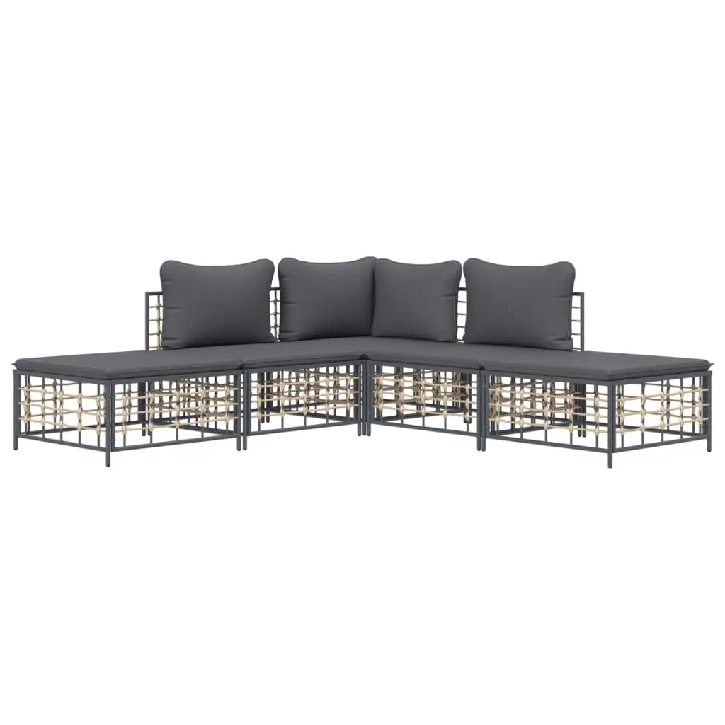 Garden Lounge Set 5 Piece Outdoor Sofa Poly Rattan Seating with Cushions