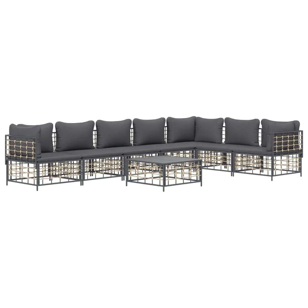 Garden Lounge Set 8 Piece Outdoor Sofa with Cushions Poly Rattan Anthracite
