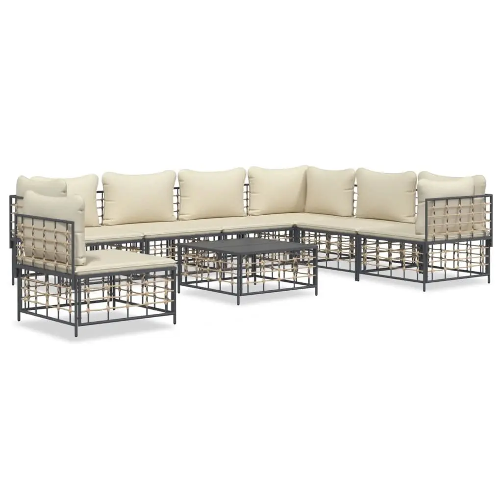Outdoor Lounge Set for Garden 8 Piece Poly Rattan Sofa with Cushions