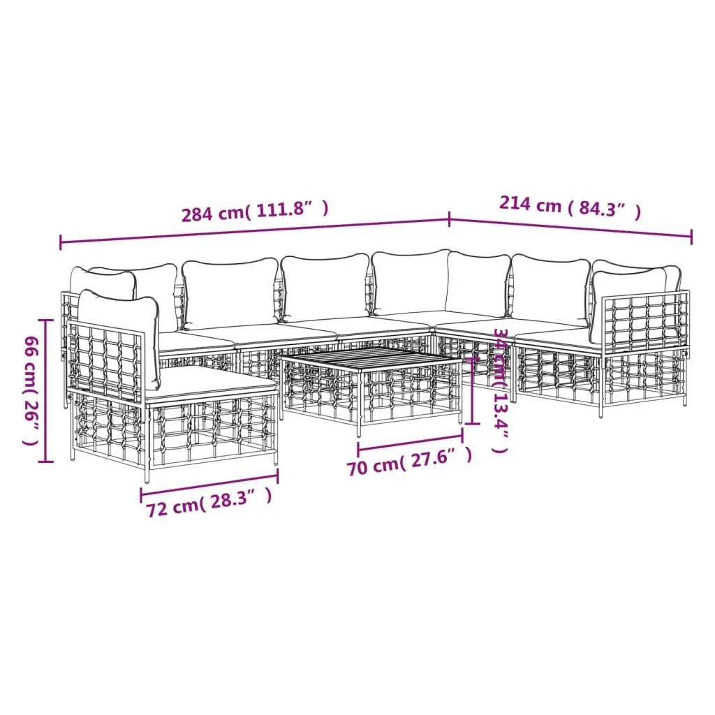 Outdoor Lounge Set for Garden 8 Piece Poly Rattan Sofa with Cushions