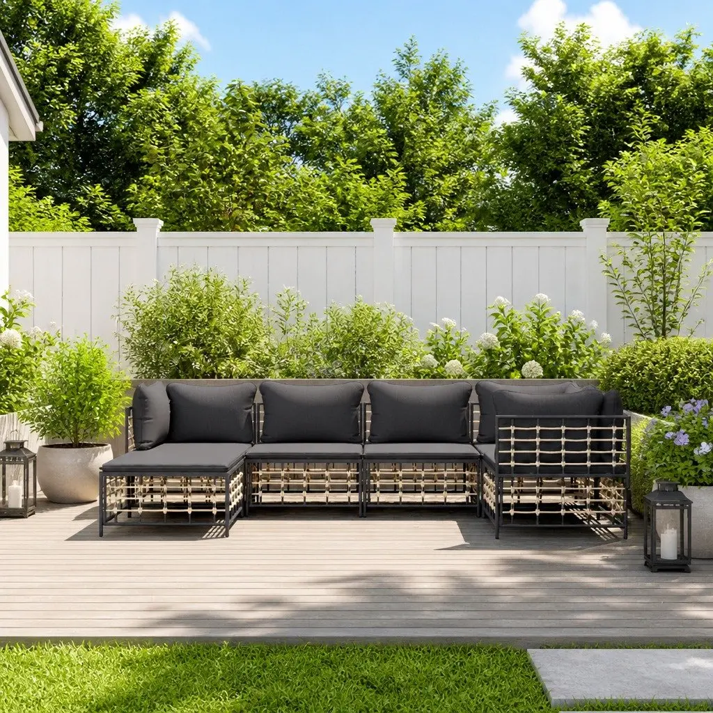 Garden Lounge Set Outdoor Patio Modular Seating 6 Piece Anthracite