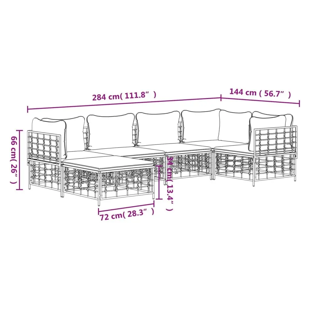 Garden Lounge Set Outdoor Patio Modular Seating 6 Piece Anthracite