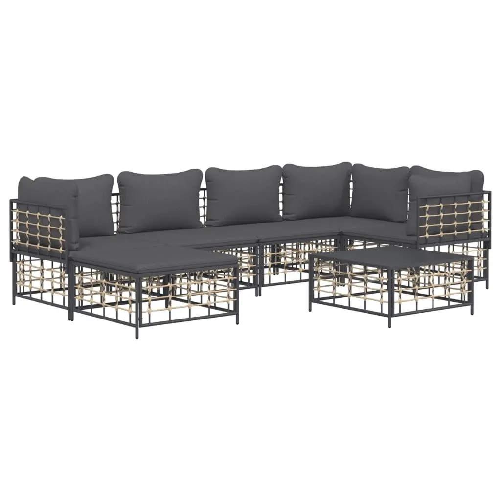 7 Piece Garden Lounge Set Modular Seating Anthracite Poly Rattan Furniture Outdoor