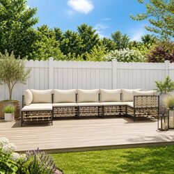 7-Piece Garden Lounge Set: Poly Rattan & Steel Construction