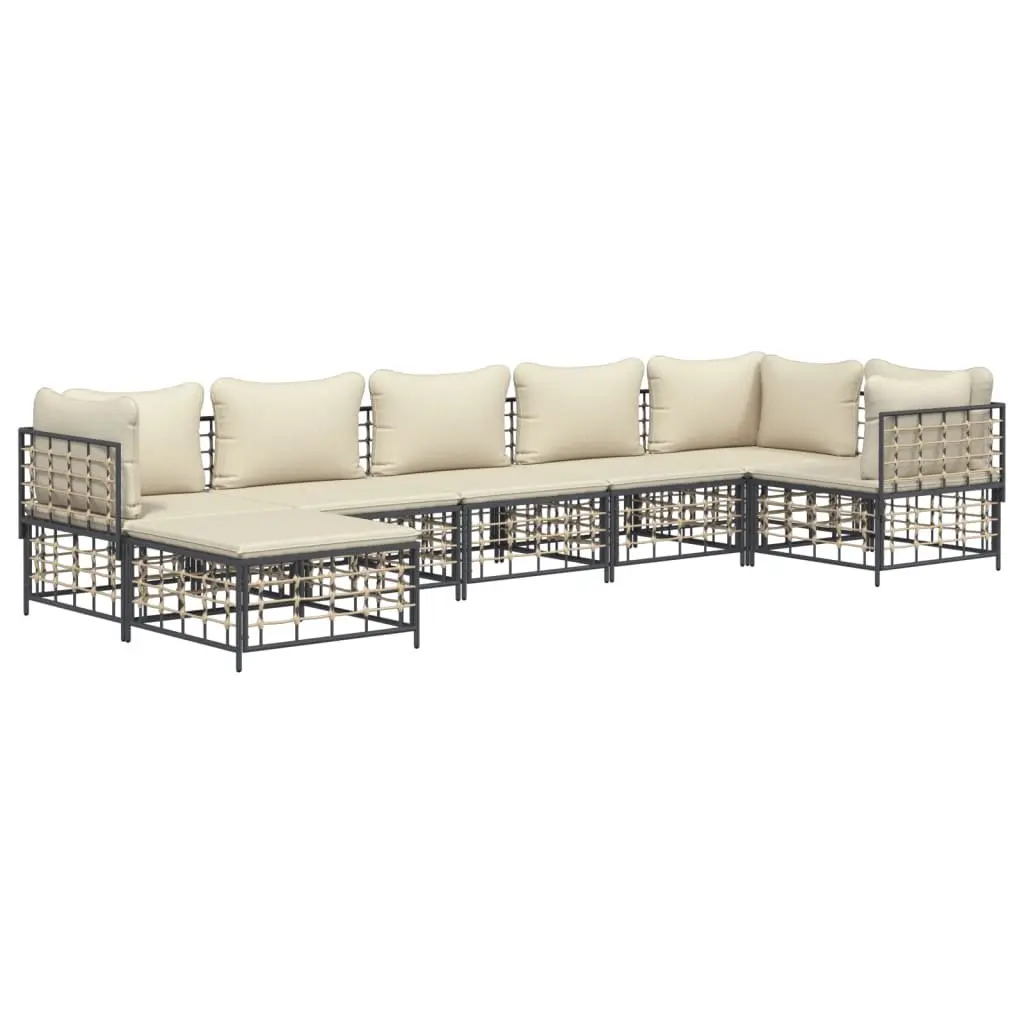 7 Piece Garden Lounge Set Outdoor Sofa Sectional Anthracite