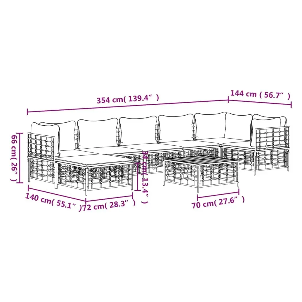 8-Piece Outdoor Lounge Set with Cushions