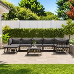 8-Piece Modular Lounge Set with Steel Frame and Cushions