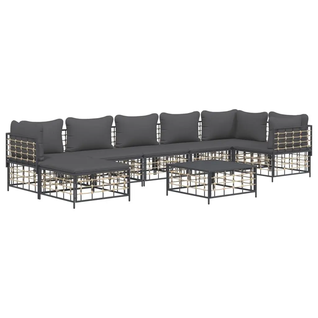 8-Piece Modular Lounge Set with Steel Frame and Cushions