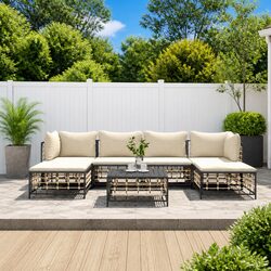 7 Piece Modular Garden Lounge Set - Anthracite and Steel