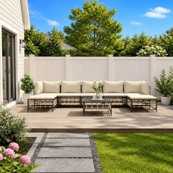 8-Piece Modular Garden Lounge Set - Anthracite Rattan
