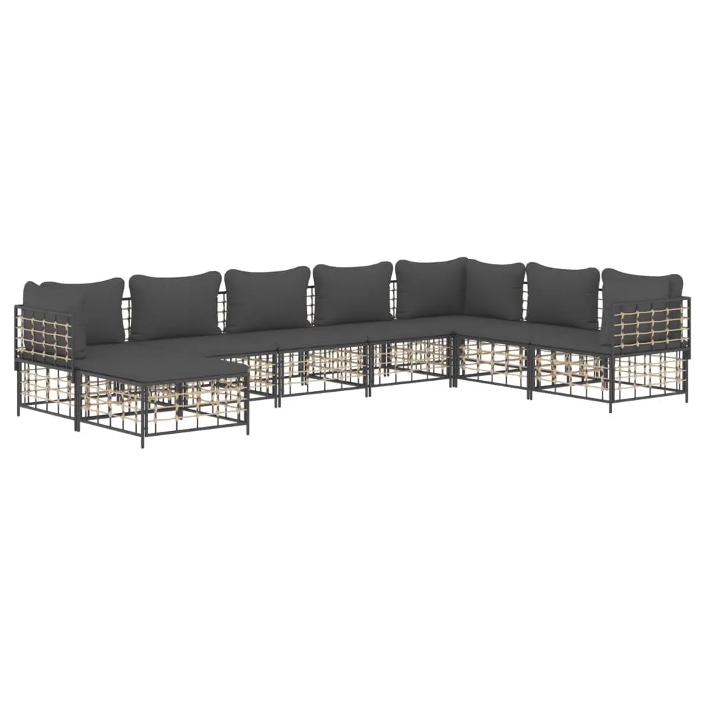 8-Piece Garden Lounge Set with Poly Rattan and Cushions