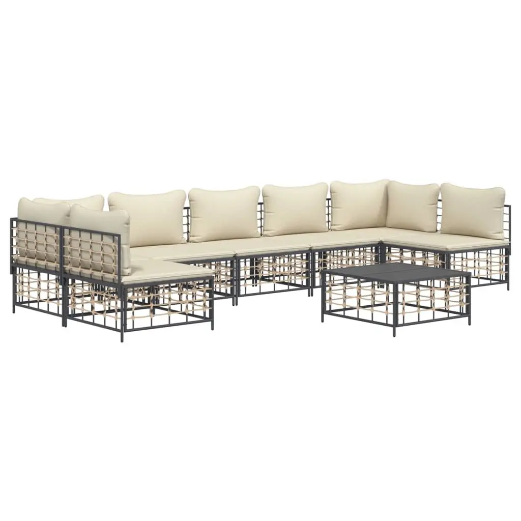 8 Piece Garden Lounge Set Outdoor Seating Anthracite Poly Rattan Modular Sofa with Cushions