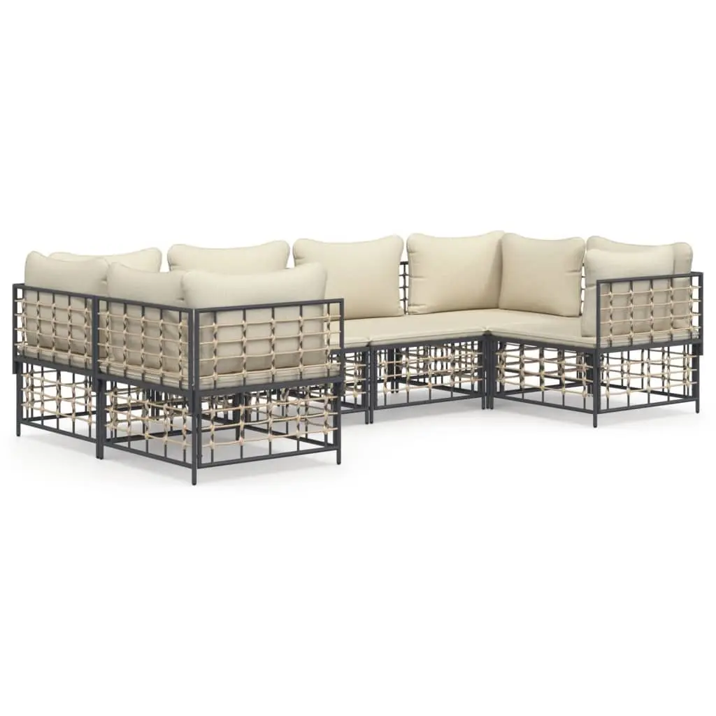 6 Piece Anthracite Garden Lounge Set with Cushions