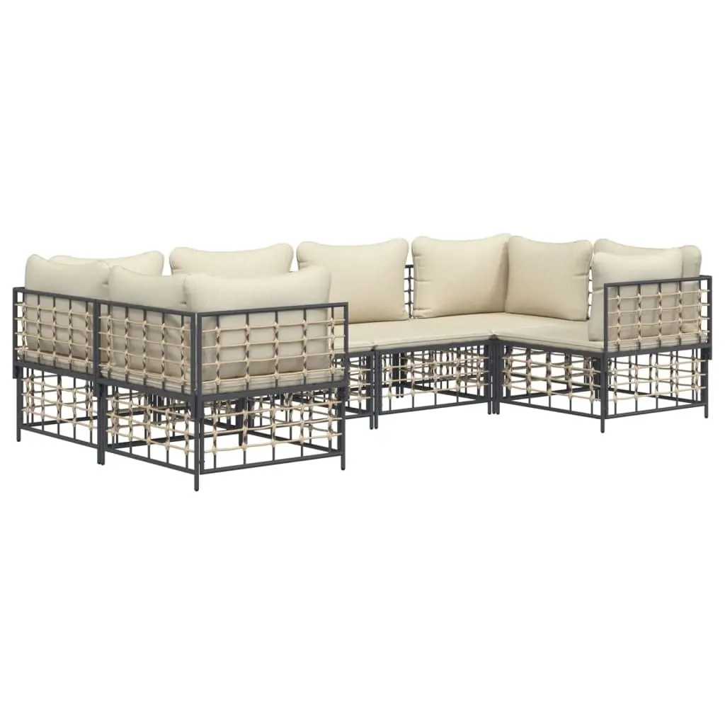 6 Piece Anthracite Garden Lounge Set with Cushions