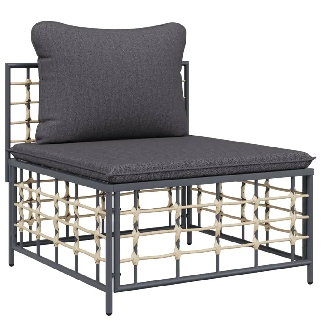 6 Piece Outdoor Garden Lounge Sofa Set with Cushions Anthracite Poly Rattan