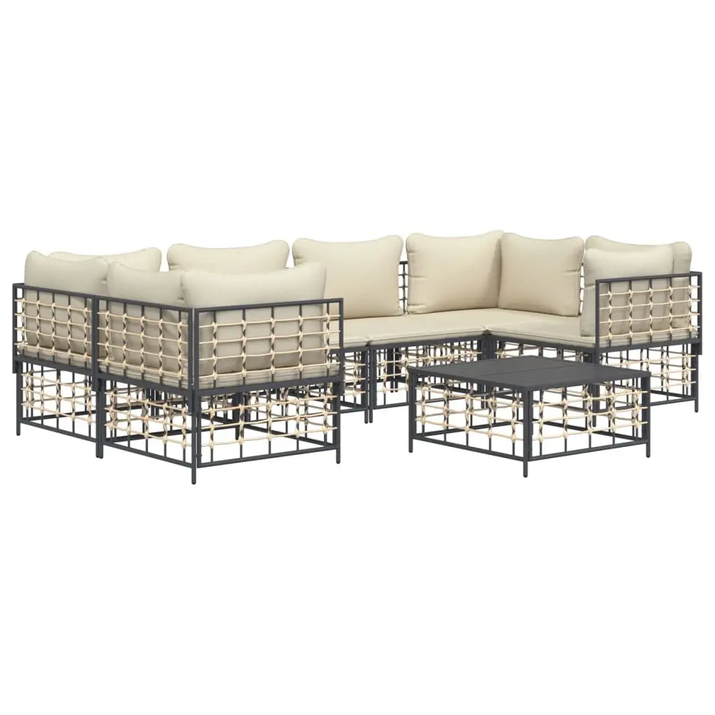 7 Piece Garden Lounge Set Outdoor Use Anthracite Poly Rattan Sofa with Cushions