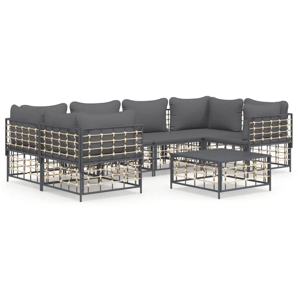 7 Piece Garden Lounge Set Outdoor Sofa Cushions Poly Rattan