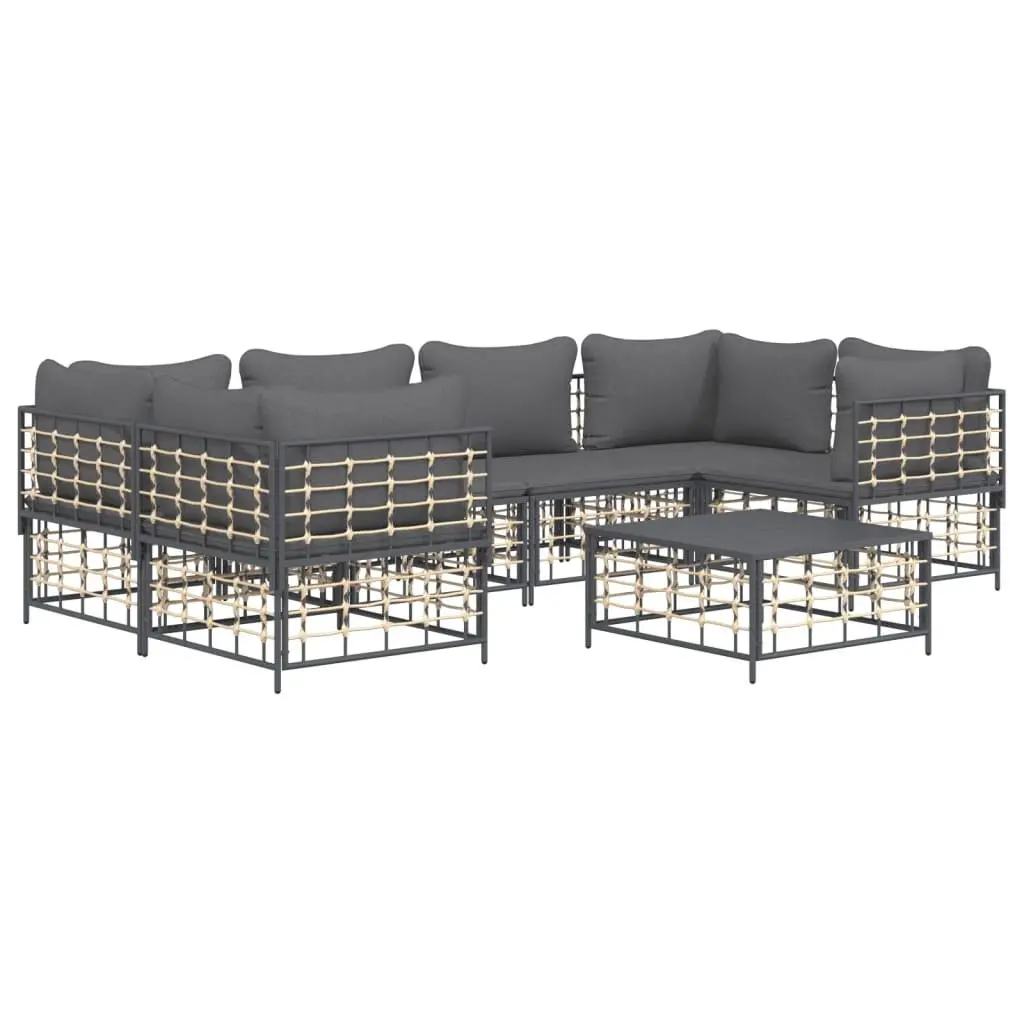 7 Piece Garden Lounge Set Outdoor Sofa Cushions Poly Rattan