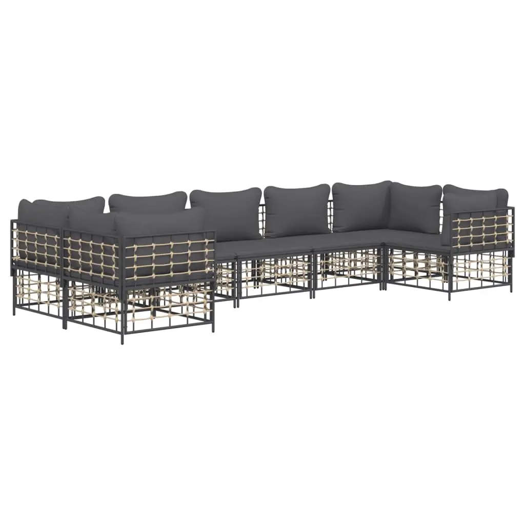 7 Piece Garden Lounge Set for Outdoor Seating Anthracite Poly Rattan