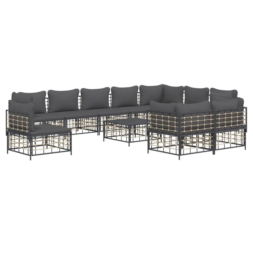 Outdoor Lounge Set Garden Sofa 11 Piece Anthracite Poly Rattan