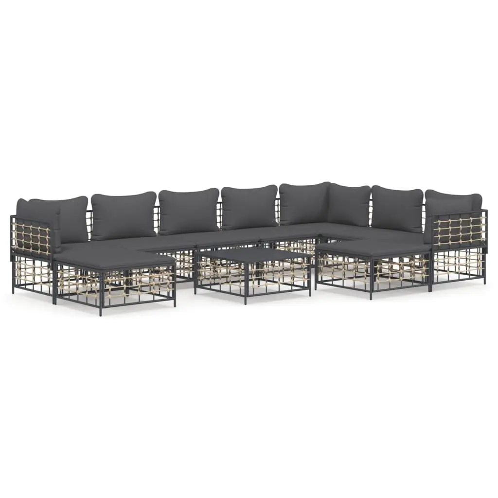 Garden Lounge Set 10 Piece Outdoor Furniture for Patio and Garden Anthracite Poly Rattan with Cushions