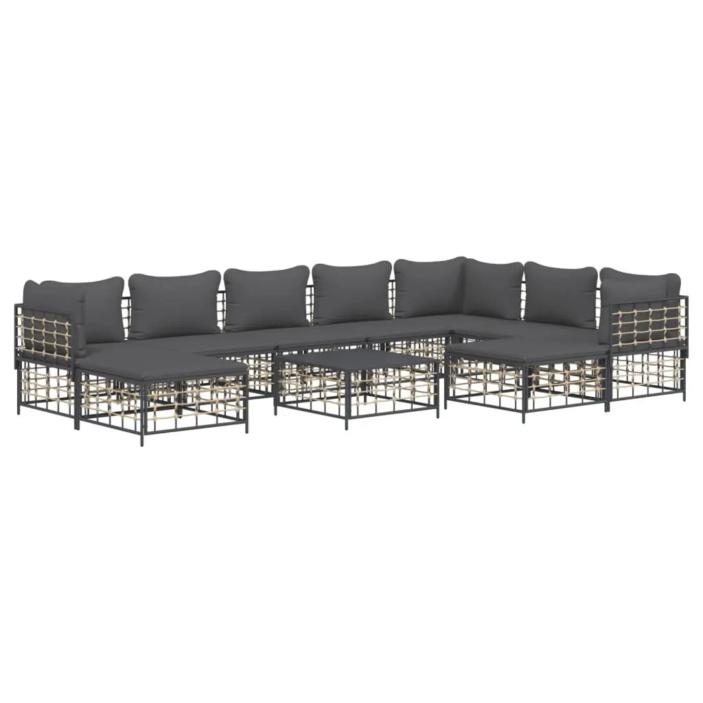 Garden Lounge Set 10 Piece Outdoor Furniture for Patio and Garden Anthracite Poly Rattan with Cushions