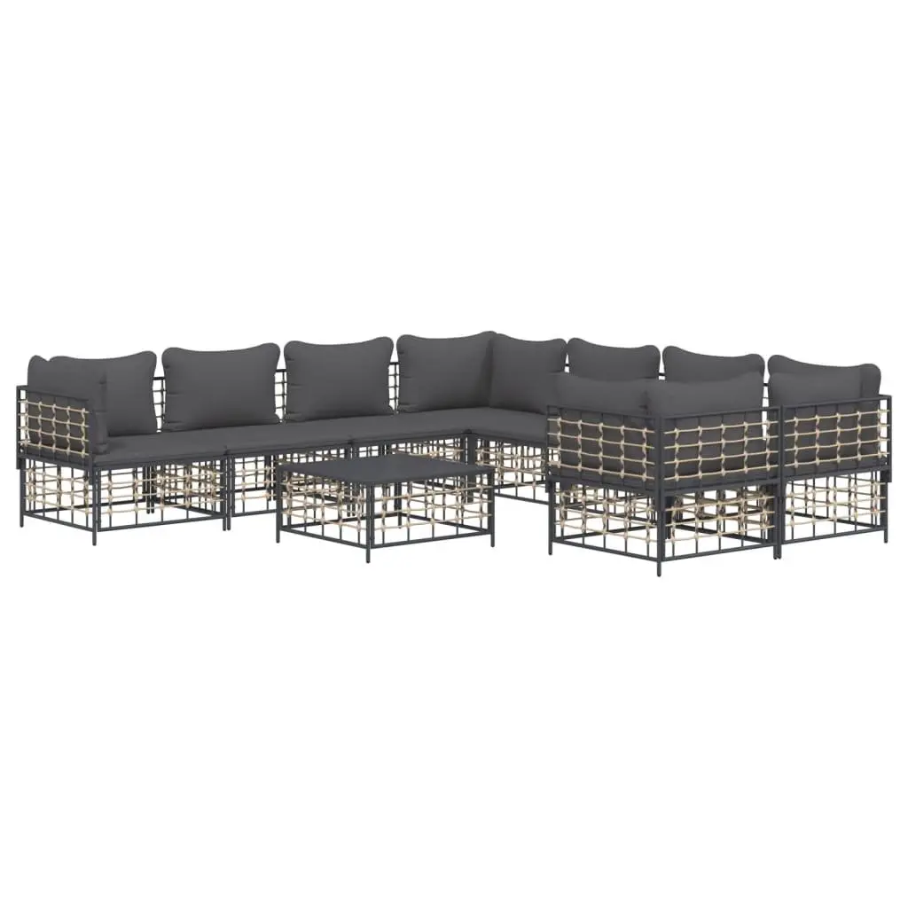 Outdoor Lounge Set 9 Piece Garden Furniture Poly Rattan Sofa with Cushions