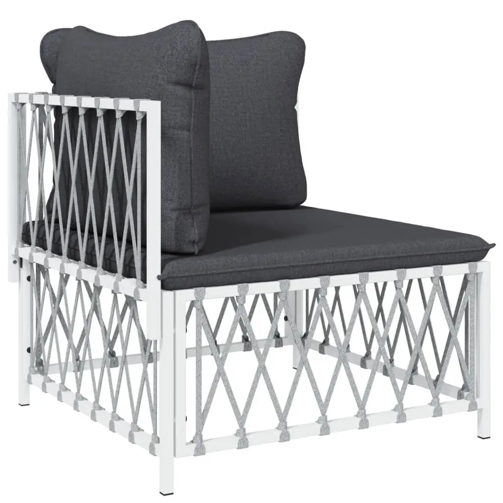 2 Piece Garden Lounge Set White Steel Frame with Cushions Outdoor Patio Sofa