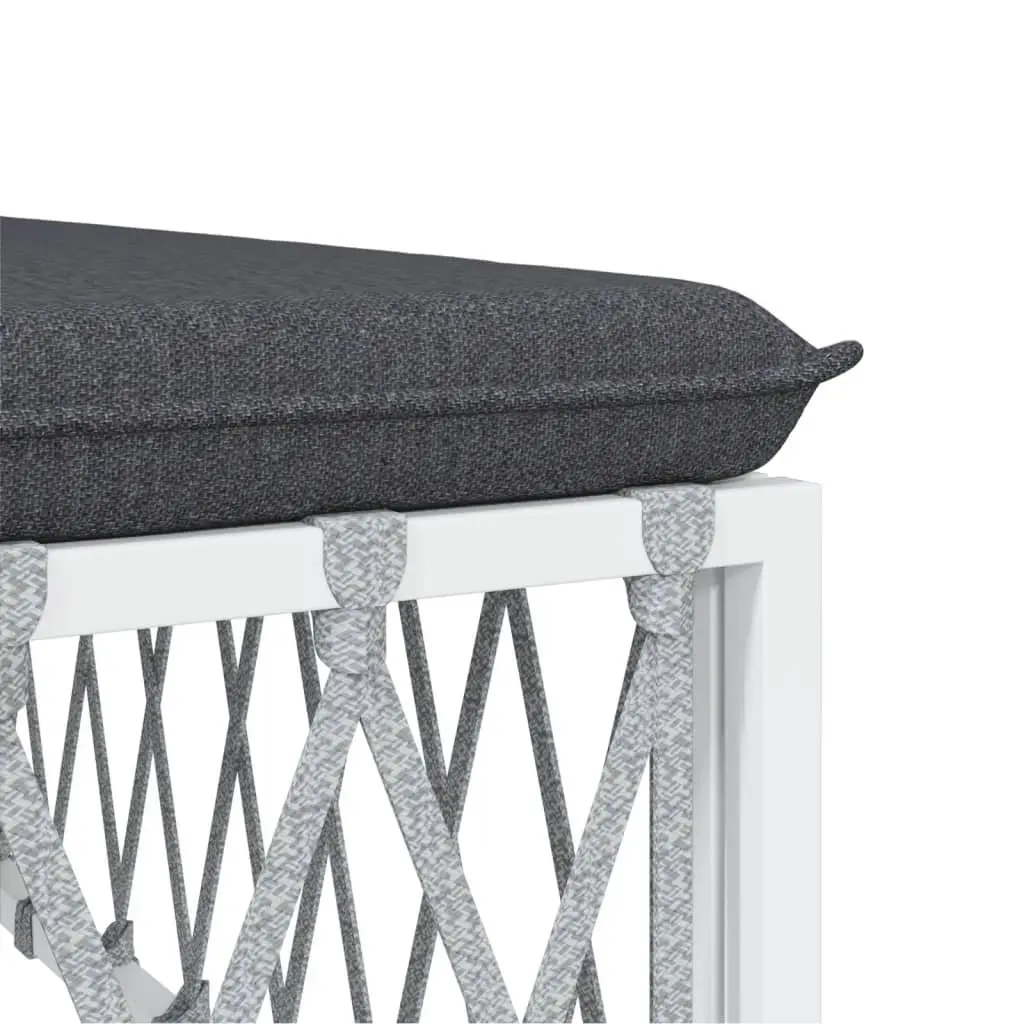 2 Piece Garden Lounge Set White Steel Frame with Cushions Outdoor Patio Sofa