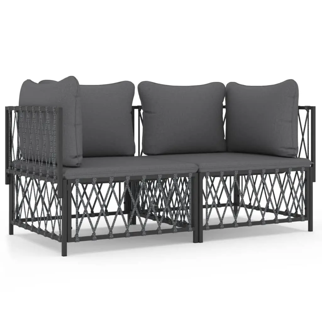 Garden Lounge Set 2 Piece Outdoor Furniture Anthracite Steel Frame