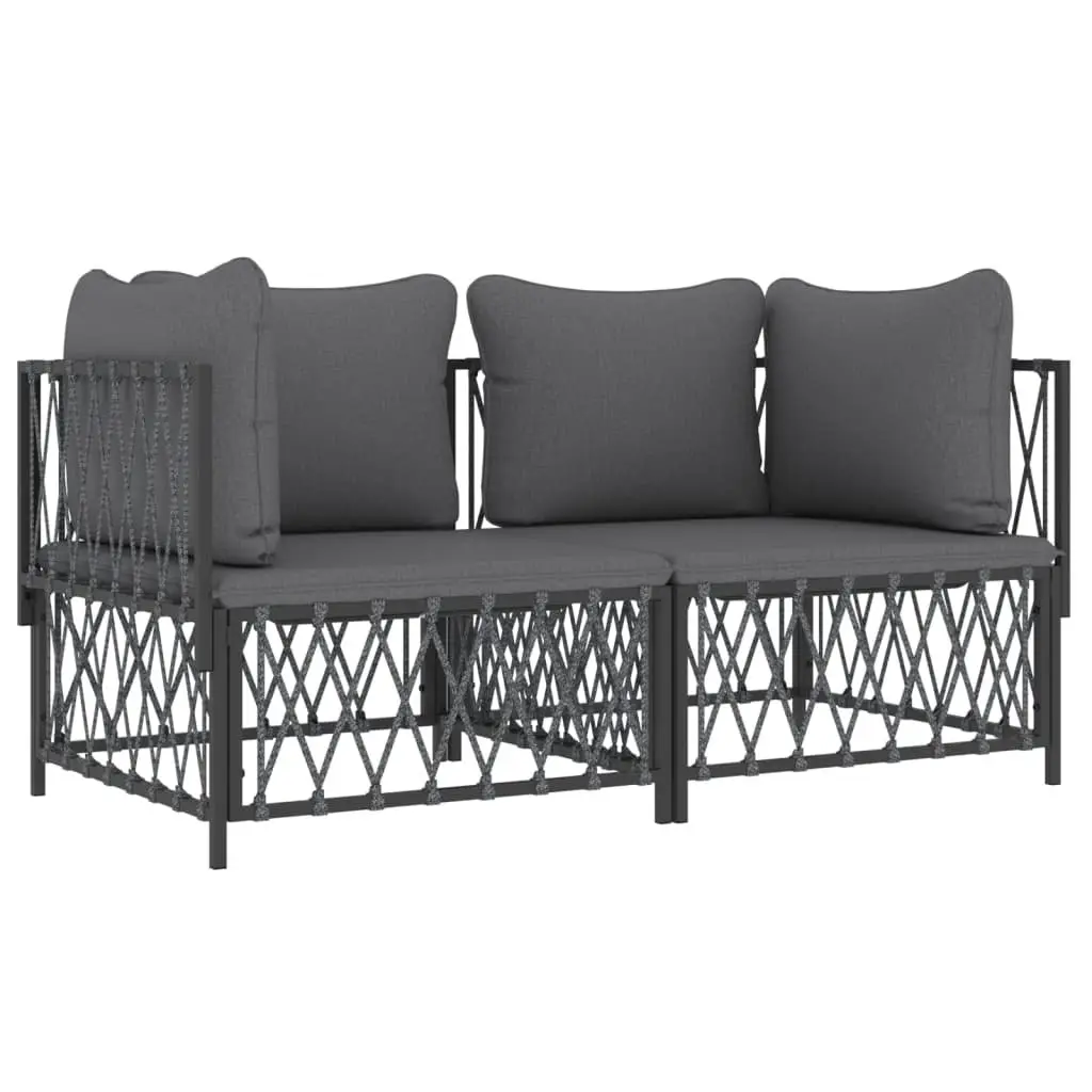 Garden Lounge Set 2 Piece Outdoor Furniture Anthracite Steel Frame