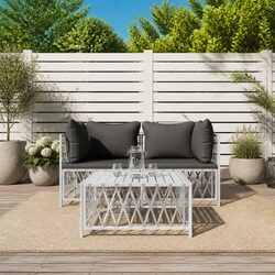 Specifications of 3 Piece Garden Lounge Set in White Steel