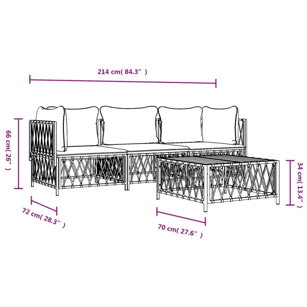4 Piece Modular Garden Lounge Set with Cushions for Outdoor Use Anthracite Steel Frame