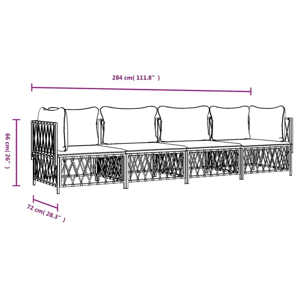 4-Piece Garden Lounge Set with Steel Frame