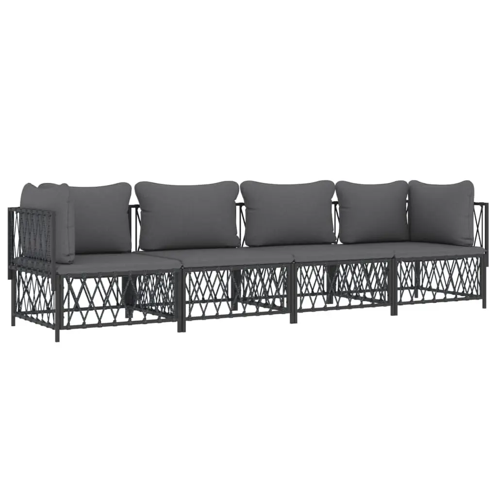 4 Piece Garden Lounge Set Outdoor Furniture Anthracite Steel Frame Cushions