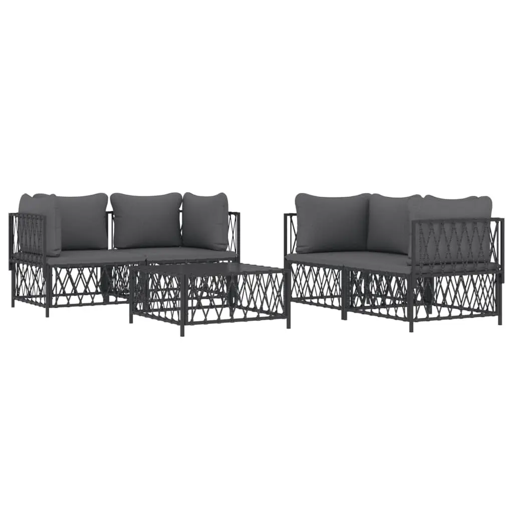 Modular Garden Lounge Set 5 Piece Outdoor Sofa with Cushions Anthracite