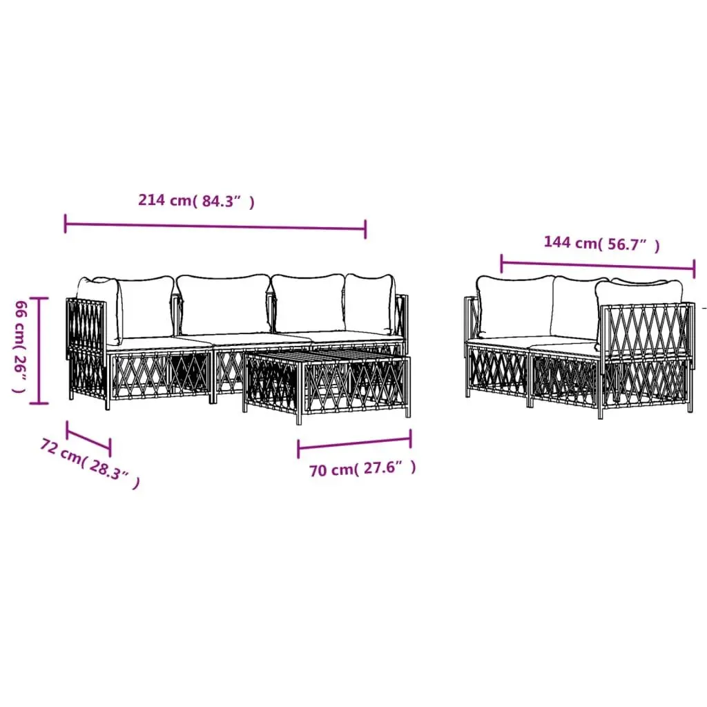 6-Piece Modular Garden Lounge Set with Cushions