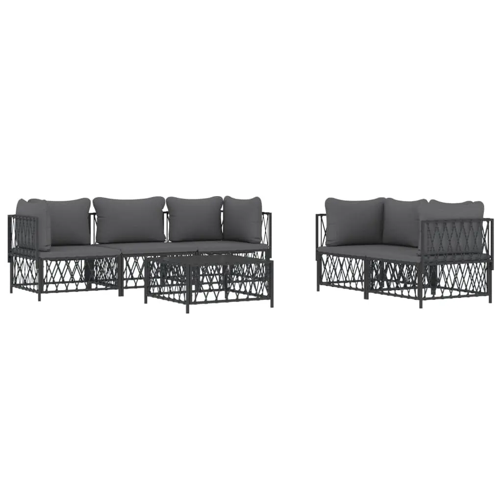 Garden Lounge Set Outdoor Furniture 6 Piece Anthracite Steel Frame