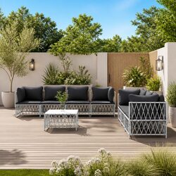 Specifications of 8-Piece Outdoor Lounge Set with Steel Frame