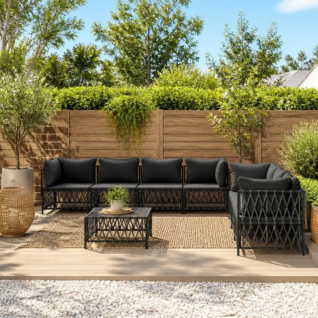 Garden Lounge Set Outdoor Furniture 8 Piece Modular Anthracite Steel Frame