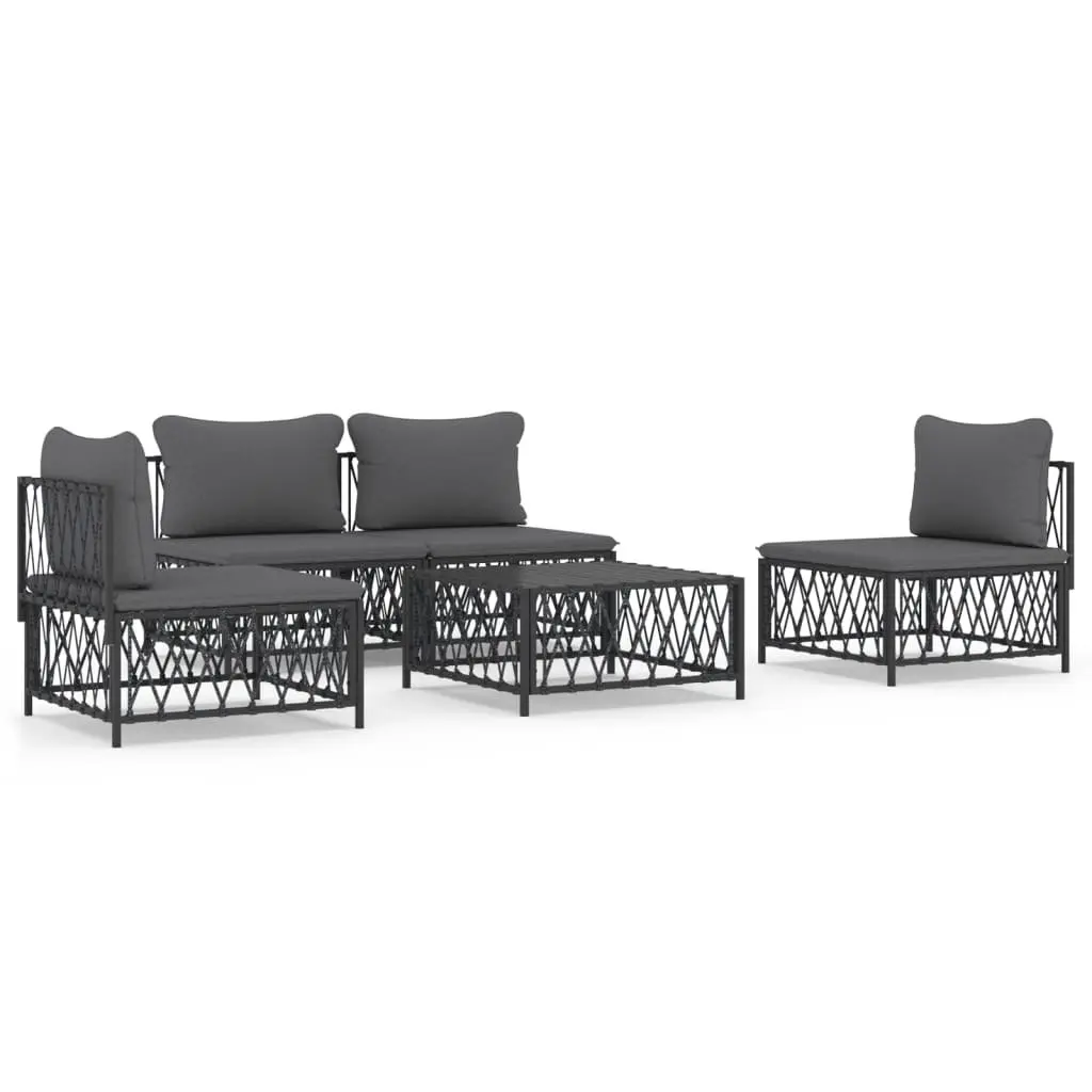 Garden Lounge Set Modular Outdoor Sofa Sectional 5 Piece with Cushions Anthracite