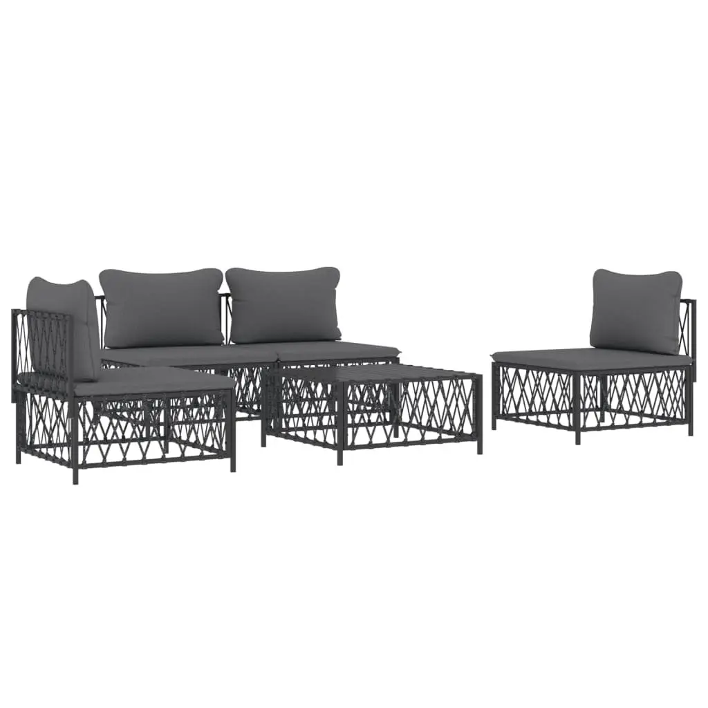 Garden Lounge Set Modular Outdoor Sofa Sectional 5 Piece with Cushions Anthracite