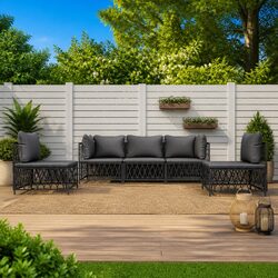 Garden Lounge Set 5 Piece Outdoor Furniture Modular Seating Anthracite Cushions