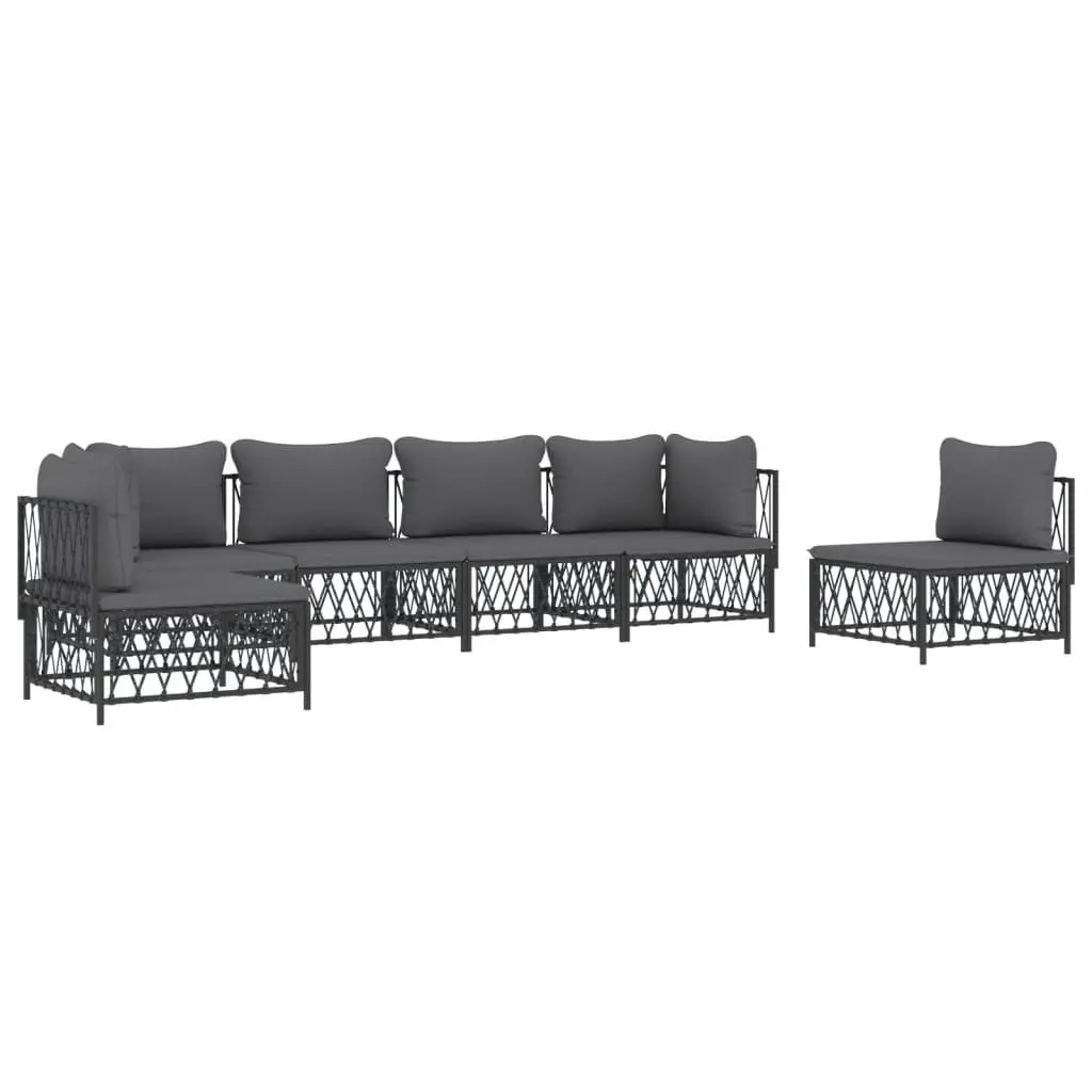 Garden Lounge Set 6 Piece Outdoor Furniture Sectional Sofa with Cushions Anthracite