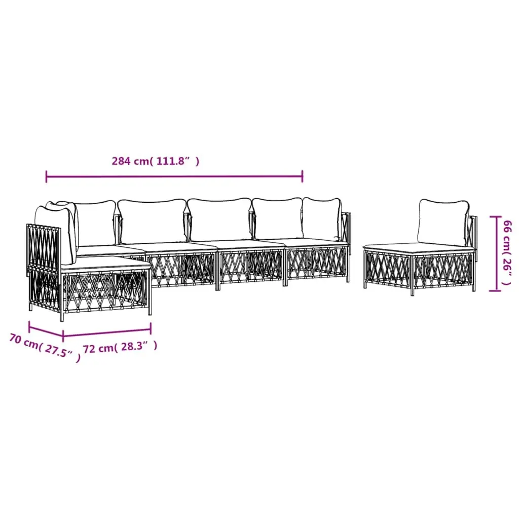 Garden Lounge Set 6 Piece Outdoor Furniture Sectional Sofa with Cushions Anthracite