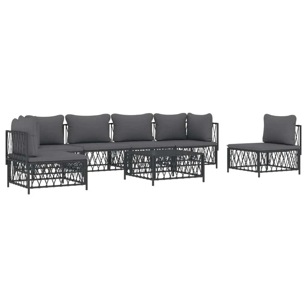 7 Piece Outdoor Garden Lounge Set Anthracite Modular Sofa with Cushions