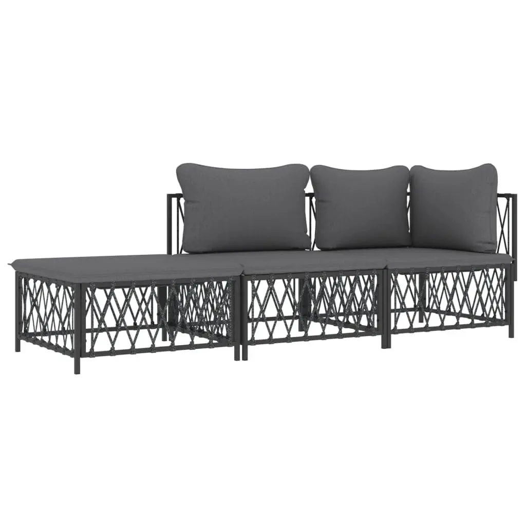 Outdoor Garden Lounge Set 3 Piece Anthracite Steel