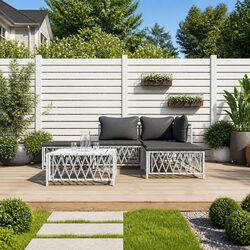 5-Piece Garden Lounge Set Specifications: White Steel Frame