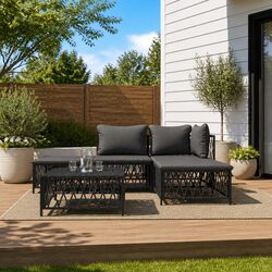 Garden Lounge Set 5 Piece Outdoor Furniture Anthracite Modular Seating with