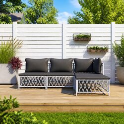 4-Piece Modular Garden Lounge Set with Steel Frame